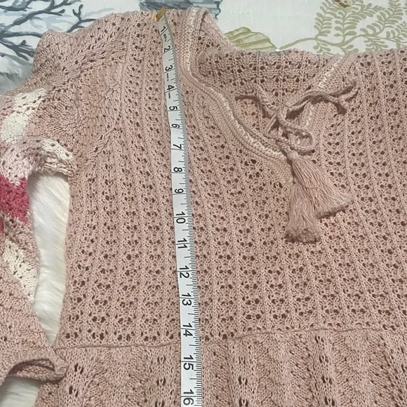 Odd Molly Blush Crochet Long Sleeve Dress